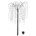 Collections Etc. LED Solar Willow Tree, Outdoor Solar Tree with Colorful Solar-Powered Lights with Adjustable Branches, White Lights
