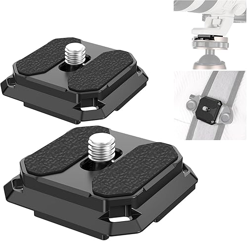 NEEWER Quick Release Plate 38mm Square Arca Type QR Camera Mount Plate for Camera Strap Clip, Tripod Head to Shoulder Strap Quick Switch with 4 Safety