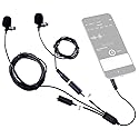 Movo Professional Lavalier Lapel Clip-on Interview Podcast Microphone with Secondary Mic and Headphone Monitoring Input for iPhone, iPad, Samsung