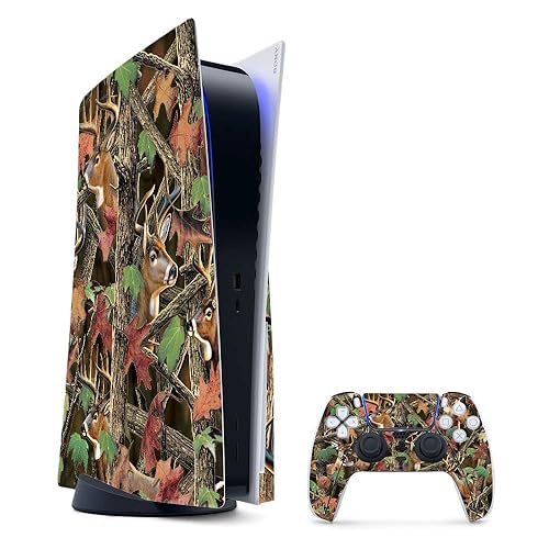 MightySkins Gaming Skin for PS5 / Playstation 5 Bundle - Buck Camo | Protective Viny wrap | Easy to Apply and Change Style | Made in The USA