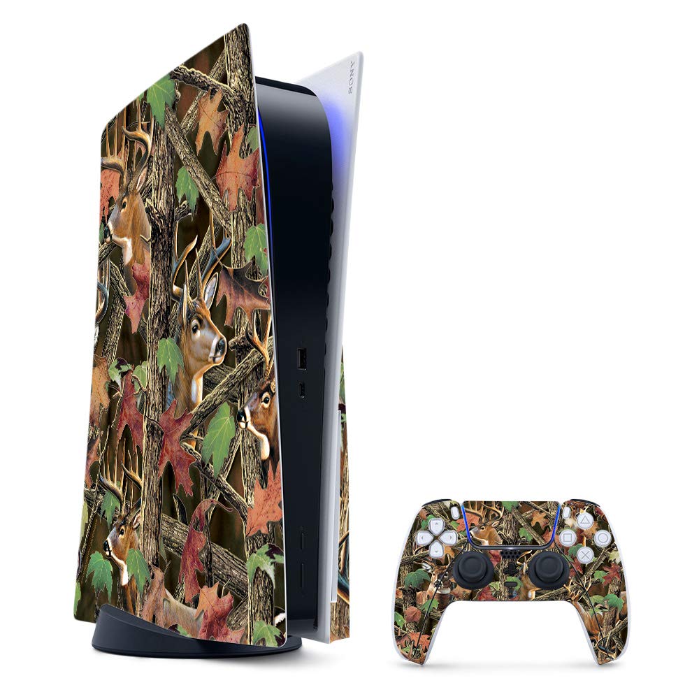 MightySkins Gaming Skin for PS5 / Playstation 5 Bundle - Buck Camo | Protective Viny wrap | Easy to Apply and Change Style | Made in The USA