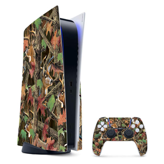 MightySkins Gaming Skin for PS5 / Playstation 5 Bundle - Buck Camo | Protective Viny wrap | Easy to Apply and Change Style | Made in The USA