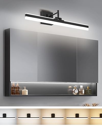 YHTlaeh Modern LED Vanity Light Fixture,Metal Black 23.6‘’ 5CCT DimmableAdjustable & Rotatable Bathroom Light Fixture Above Mirror, Wall Sconce