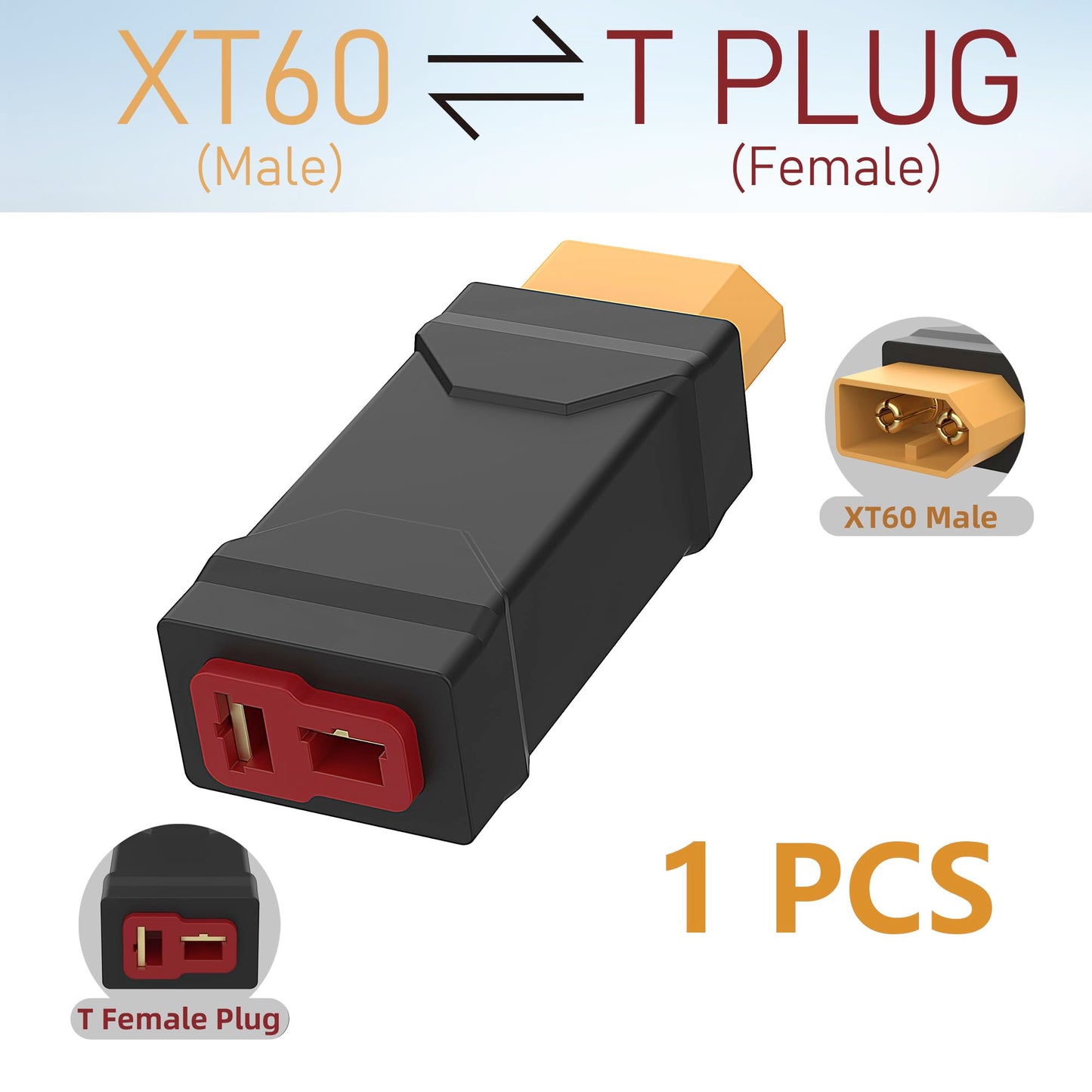 New Upgraded XT60 Male to T-Plug Female Connector Adapter No Wires RC LiPo Battery Connectors for RC Car Boat Drone RC Car Plane Lipo Battery ESC