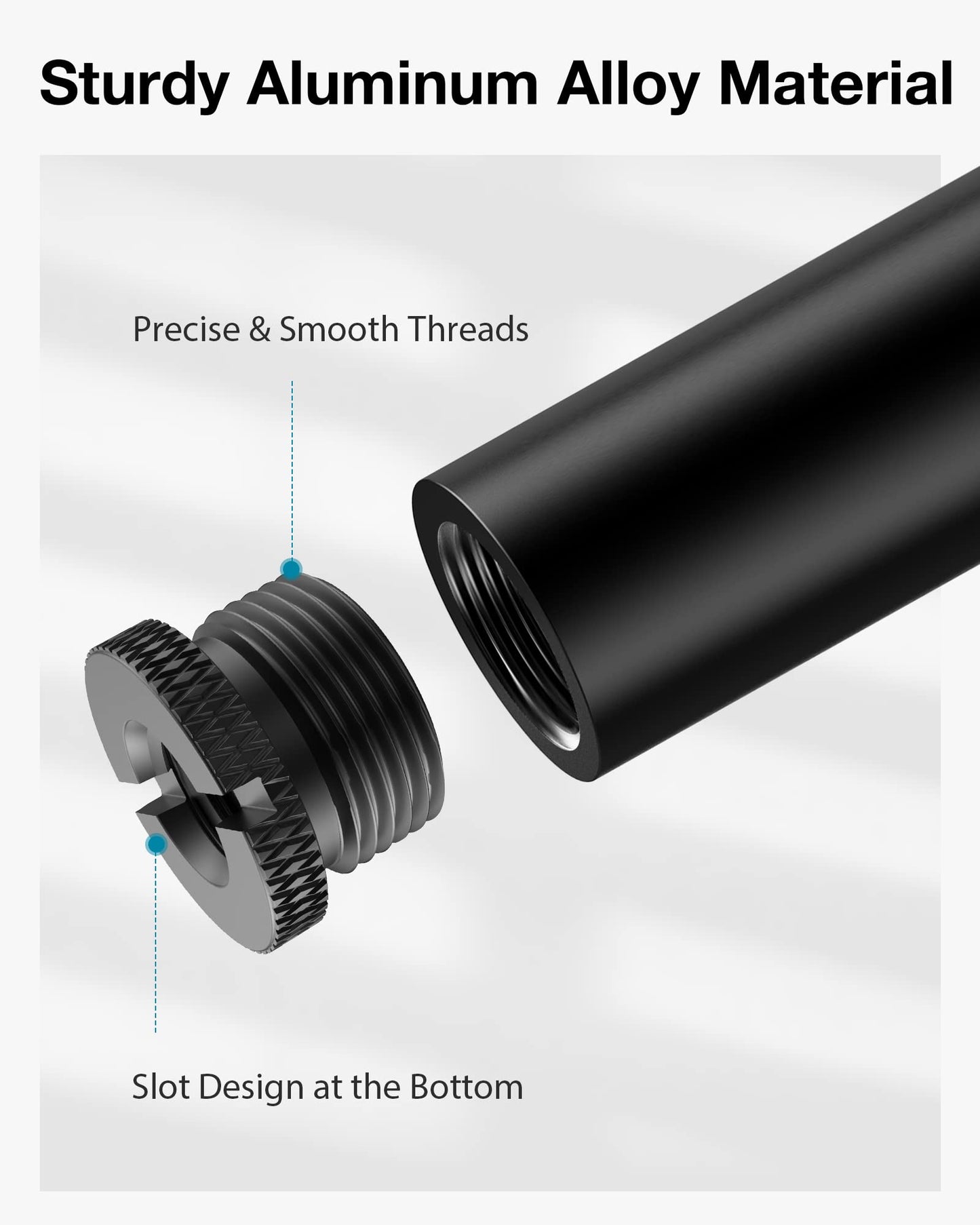 InnoGear Mic Stand Extension Tube, 2 Pieces 5/8" Thread Microphone Extension Pipe Mic Extender with 2 Pcs 3/8" to 5/8" Metal Adapter for Desk Mic Boom