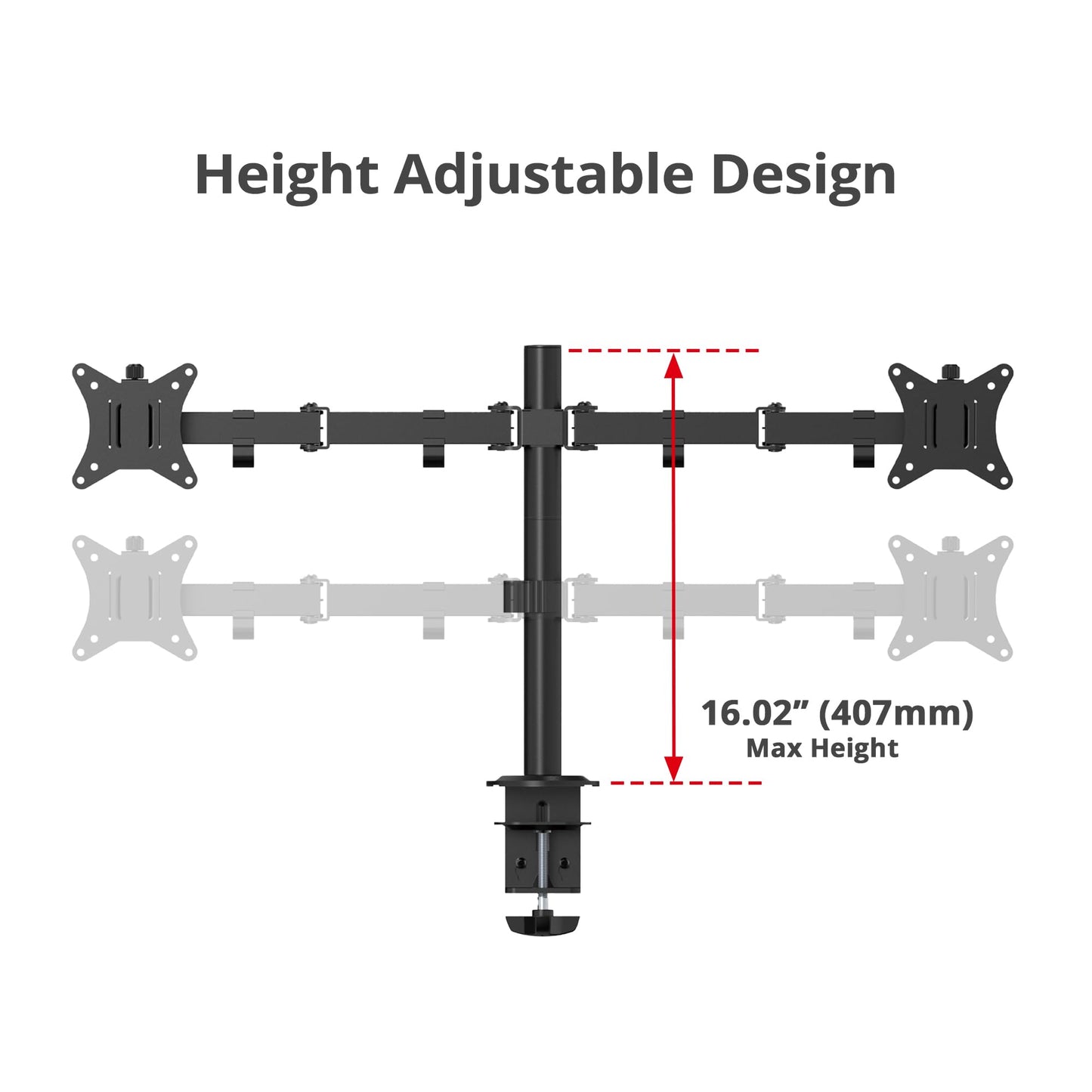 SIIG Dual 32 Inch Articulating Monitor Arm-Black for 17-32" VESA Screens, Full Motion Tilt Swivel Rotation, Height Adjustable Mount with C-Clamp