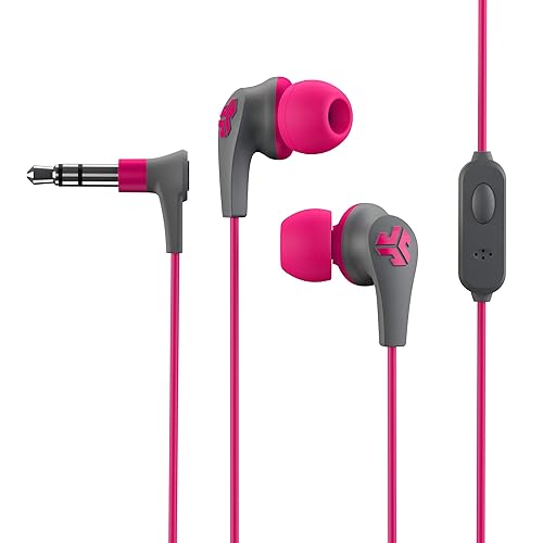 JLab JBuds Pro Signature Earbuds, Pink, Titanium 10mm Drivers, Music Controls, Universal Mic, Custom Fit with Cush Fins