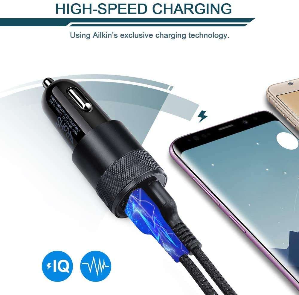 Type C USB Car Charger for Samsung Galaxy S21+ S21 Ultra 5G S20 FE S20+ S10 Plus Note20 A52 A51 A71 A72 A10e, Google Pixel 5 4a, Dual-Port Power