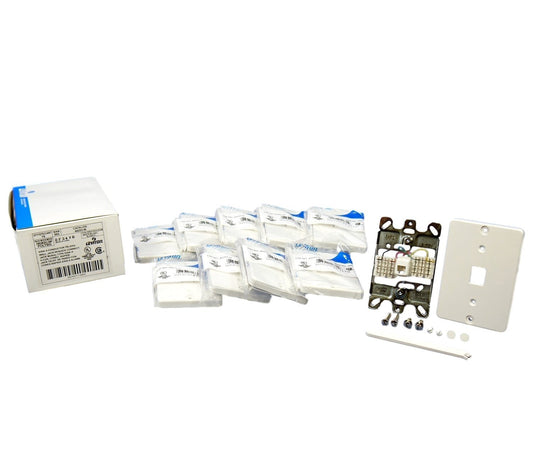 Leviton Wall Mount Telephone Jack, Quickconnect Termination, Type 630A, 6-Position 4-Conductor, Includes Mounting Studs & Plastic Punchdown Tool