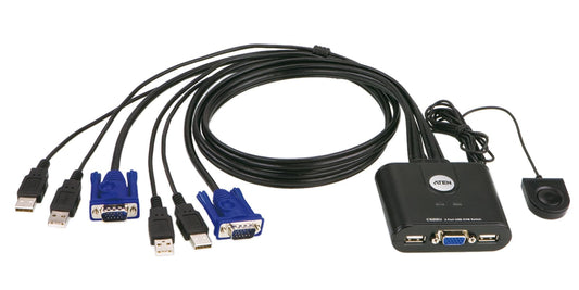 ATEN CS22U 2-Port USB VGA Cable KVM Switch with Remote Port Selector
