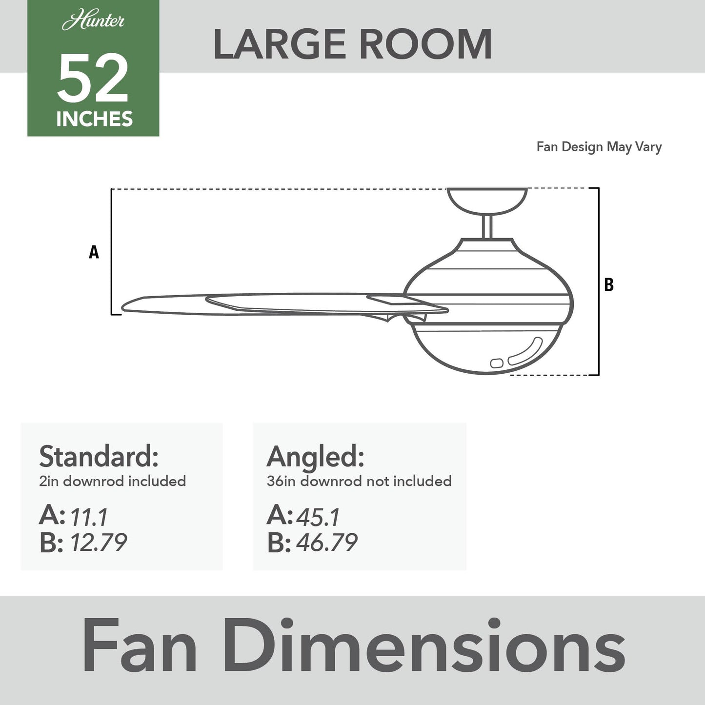 Hunter Fan 52 inch Ceiling Fan with Light, Outdoor or Indoor White Ceiling Fan with Remote for Porch, Living Room, Office, Kitchen, Garage, 3 Blades