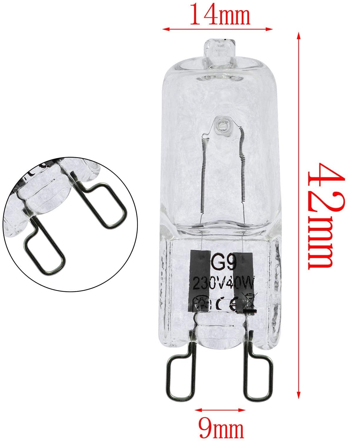 SQXBK Halogen Bulb 10PCS G9 T4 230V 40W Bi-Pin Base Warm White Halogen Light Bulbs