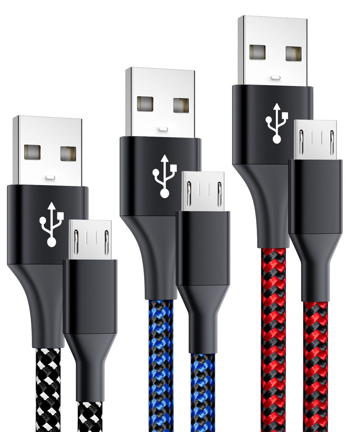3-Pack 6FT Micro USB Cable Android Charger Cord,Long Braided Fast Micro-USB Charging Cable Compatible with Fire Tablet, Kindle,Samsung Galaxy S7 S6 J7