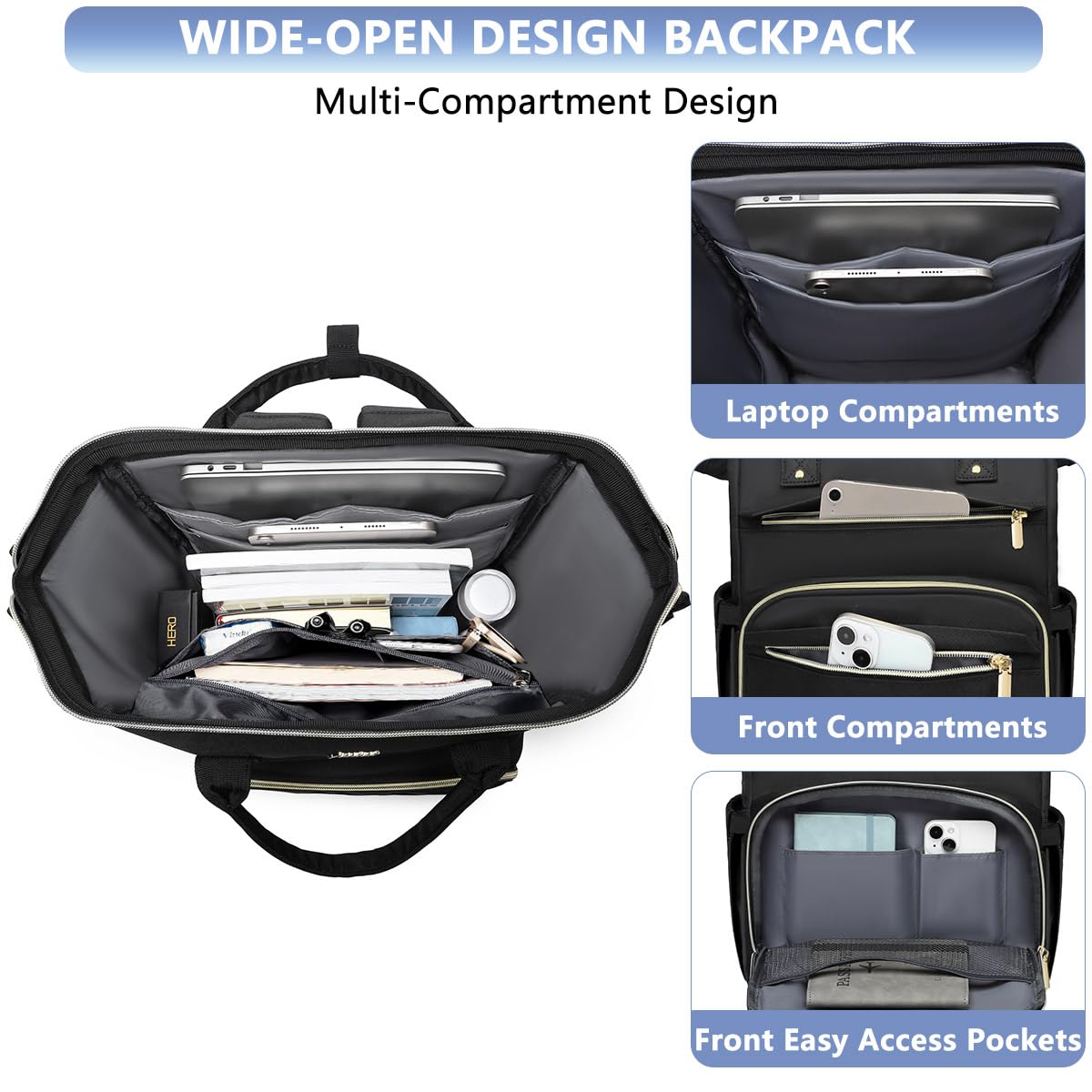 Focdod Backpack for Women 15.6 Inch Laptop Backpack Work Business Backpacks Purse Waterproof Computer College Backpacks Nurse Bag Backbag 2 Sets