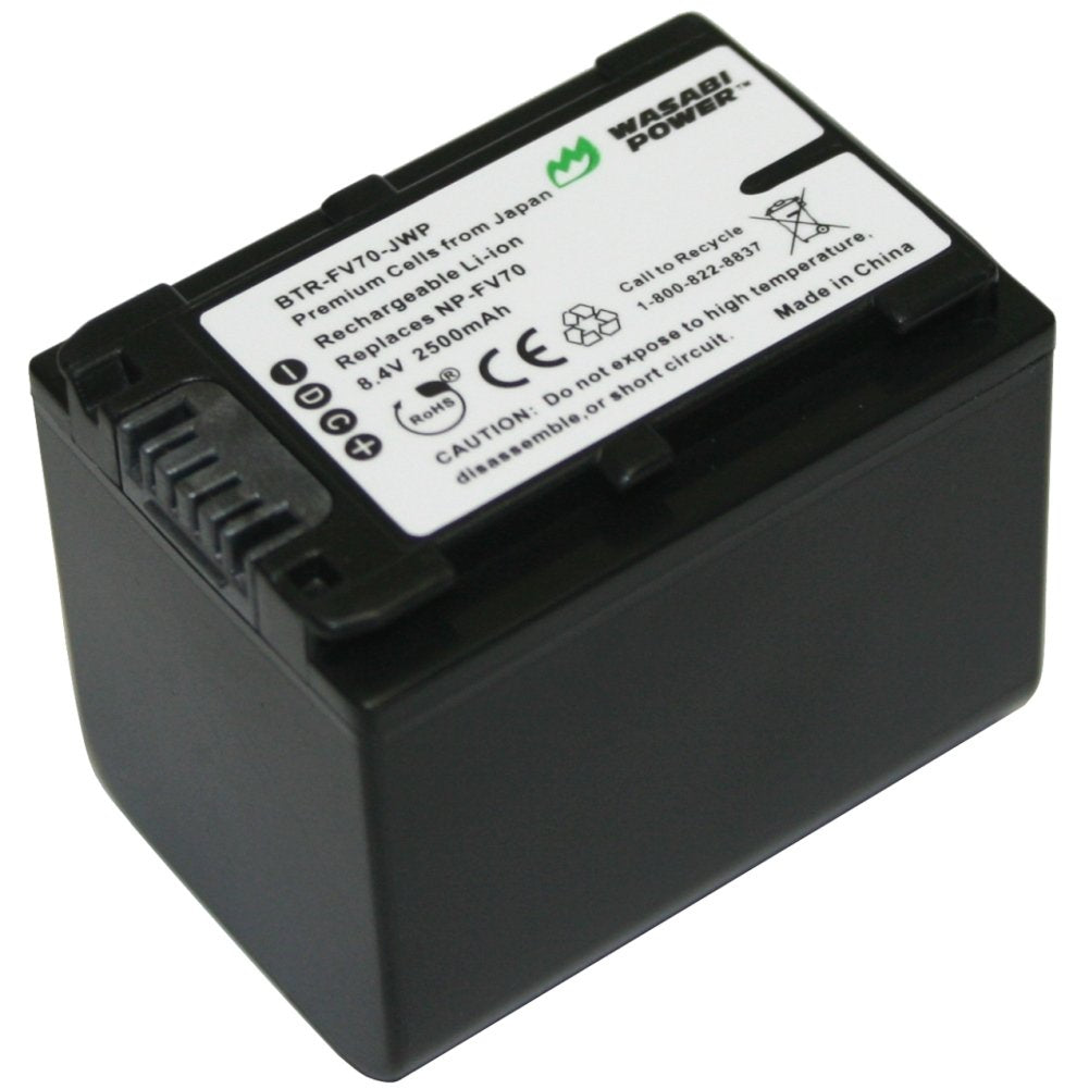 Wasabi Power Battery for Sony NP-FV70 and Sony DCR-SR15, SR21, SR68, SR88, SX15, SX21, SX44, SX45, SX63, SX65, SX83, SX85, FDR-AX100, HDR-CX105