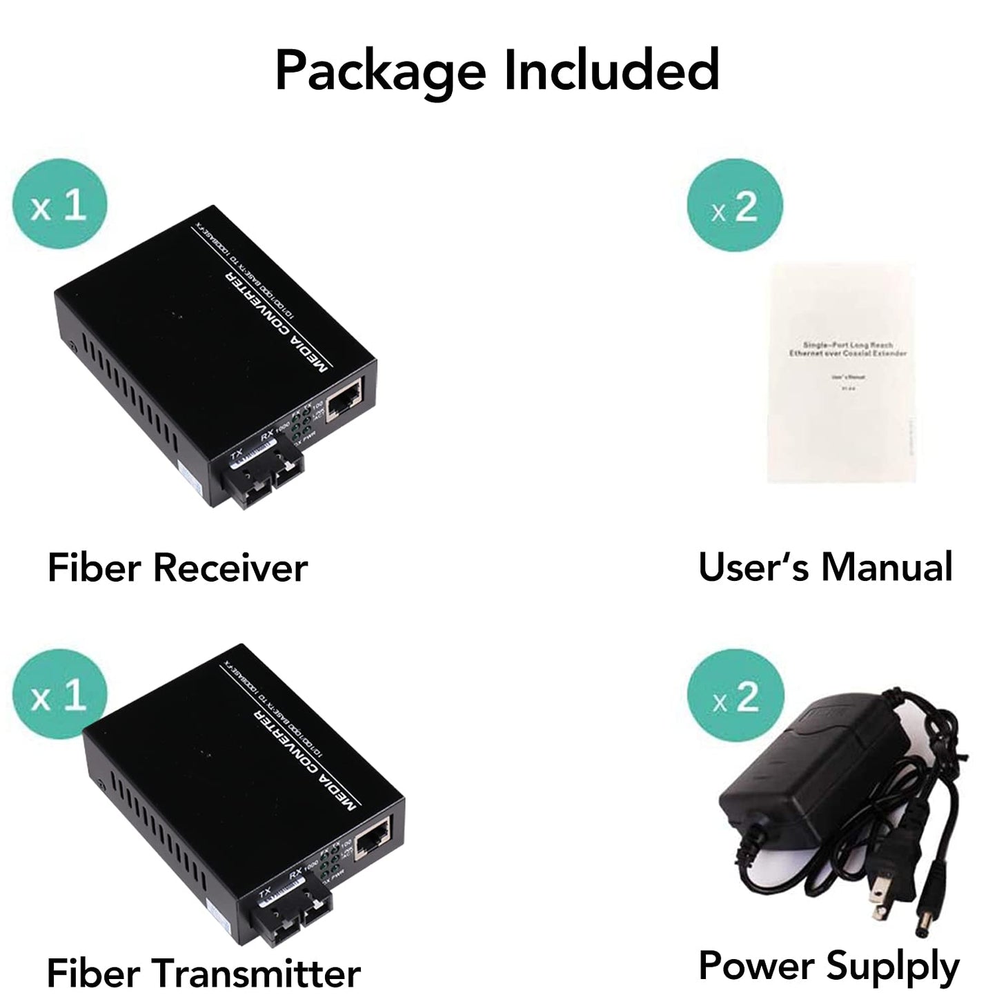 A Pair 2 Pack Multi-Mode Dual SC Fiber Gigabit Fast Ethernet Media Converter, Mini 1x 10/100/1000Base-T RJ45 to 1000Base-SC Slot Converter