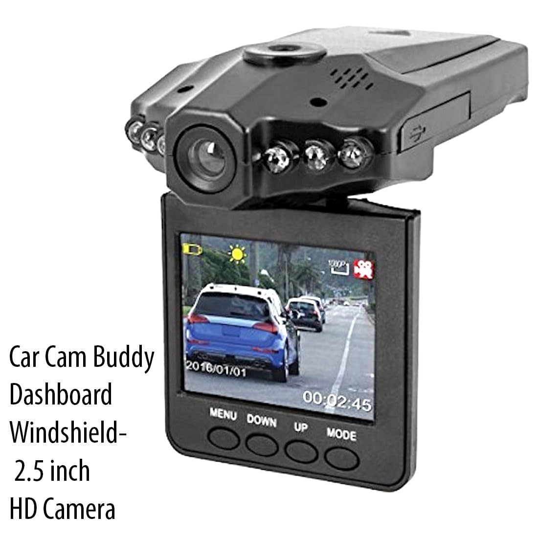 Car Cam Buddy - 2.5 inch HD Camera Recorder Car Dash Cam with Endless Loop Recording