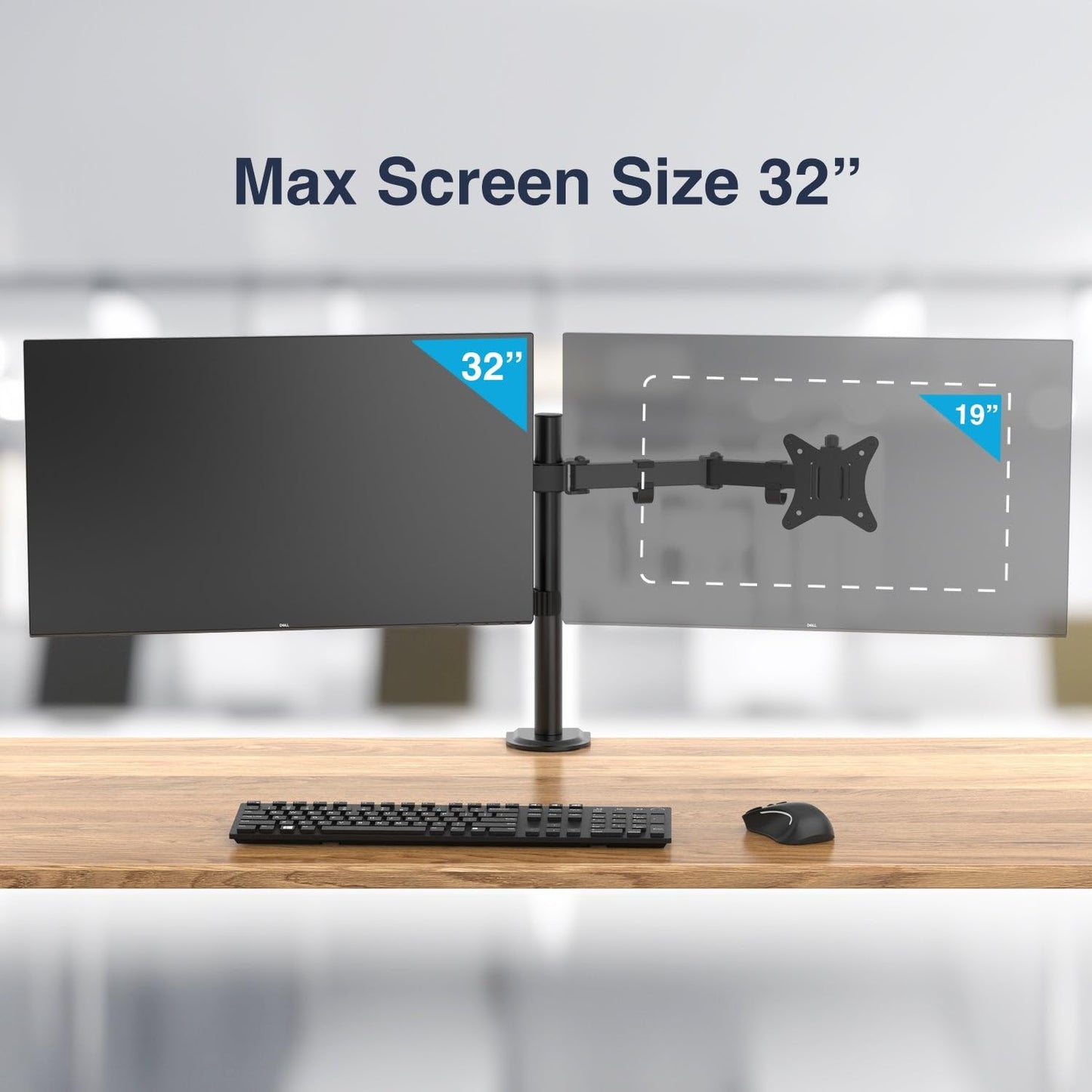 Desky Eco Dual Monitor Stand for Desk - Adjustable Dual Monitor Mount - Up to 32'' Dual Monitor Arm Desk Mount - Double Monitor Stand for 2 Monitors