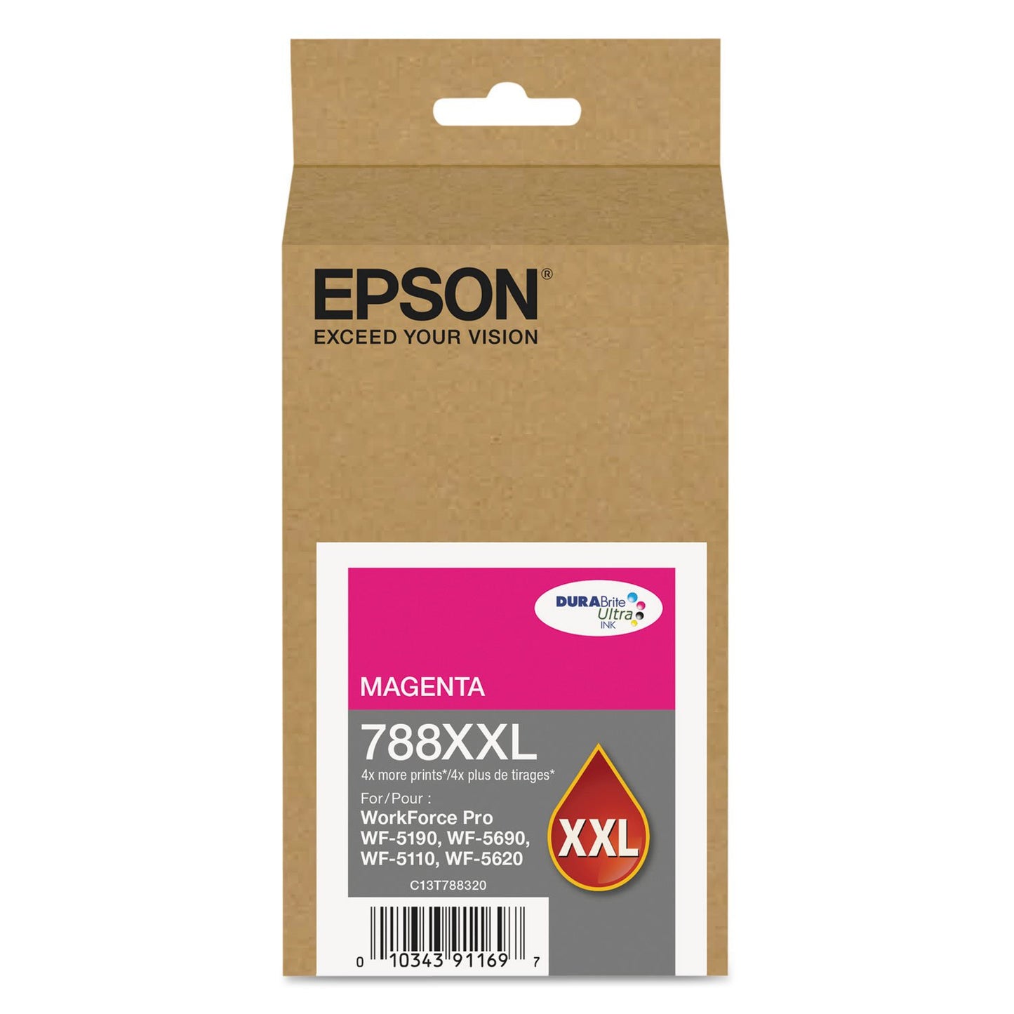 Epson 788 DURABrite Ultra Ink High Capacity Magenta Cartridge (T788XXL320) Works with Workforce WF-5110, WF-5190, WF-5620, WF-5690