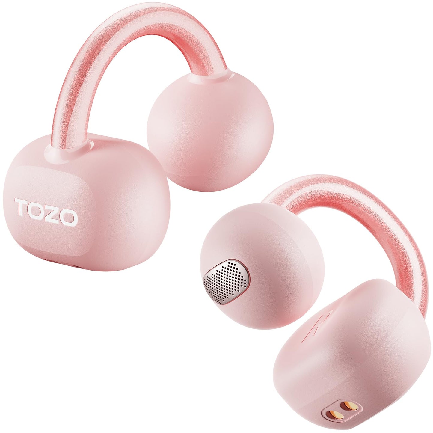 TOZO OpenEarRing True Open Ear Earbuds, Lightweight Comfort Open Ear Clip Wireless Earbuds, 40H Play Bluetooth 5.4 Headphones with Smart Digital