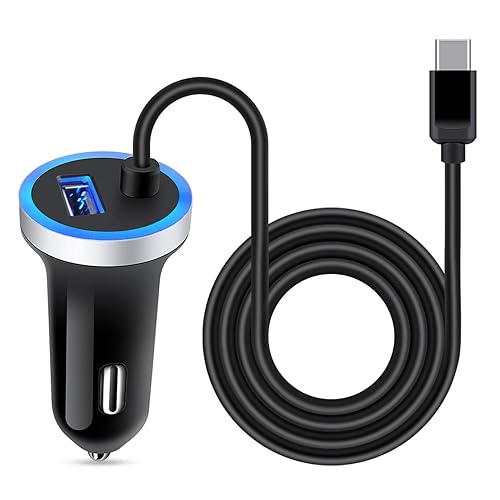 USB C Car Charger, 3.4A Fast Charging Car Adapter+3ft Type C Cable for Samsung Galaxy S26 S25 S24 S23 S22 S21 S20 S10 Note 20 A10E A20 A50 A51 A71,LG