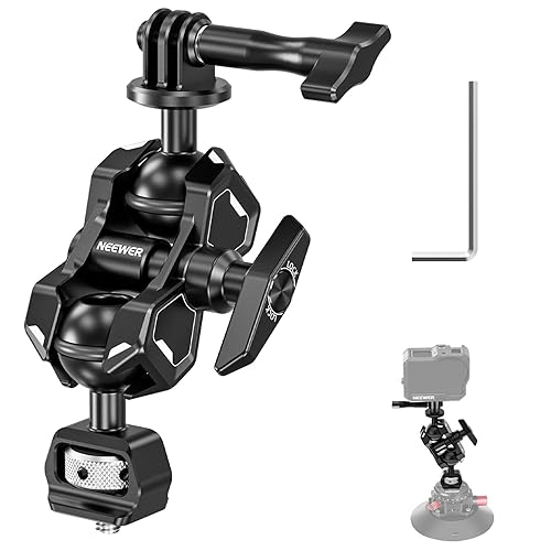 NEEWER Magic Arm Compatible with GoPro 13 Hero 12 11 10 DJI Osmo Action 4 3 Insta360 One X3 GO3 SmallRig, Articulating Arm Adapter with 1/4" Screw