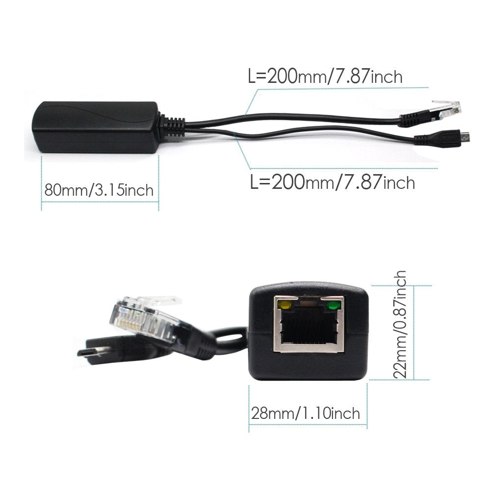 ANVISION 4-Pack Active 5V 2.4A PoE Splitter Adapter IEEE 802.3af Compliant Micro USB 48V to 5V/2.4A, for Tablets, Dropcam or Raspberry Pi, IPC, IP
