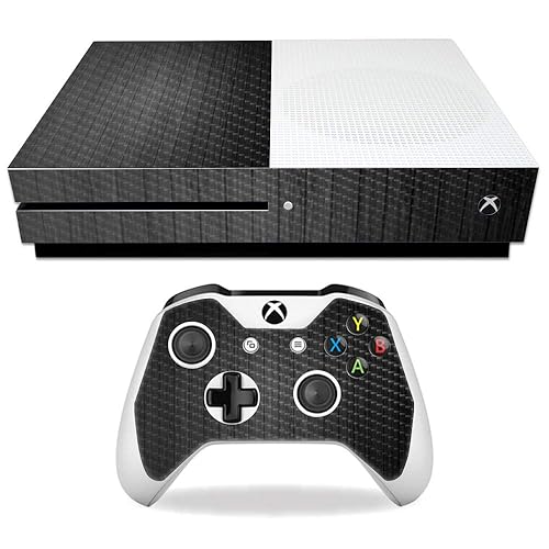 MightySkins Carbon Fiber Skin for Microsoft Xbox One S - Black Wood | Protective, Durable Textured Carbon Fiber Finish | Easy to Apply, Remove,