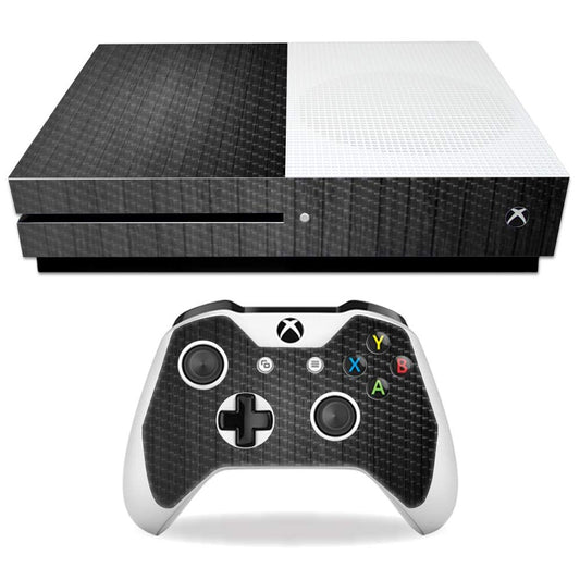 MightySkins Carbon Fiber Skin for Microsoft Xbox One S - Black Wood | Protective, Durable Textured Carbon Fiber Finish | Easy to Apply, Remove,