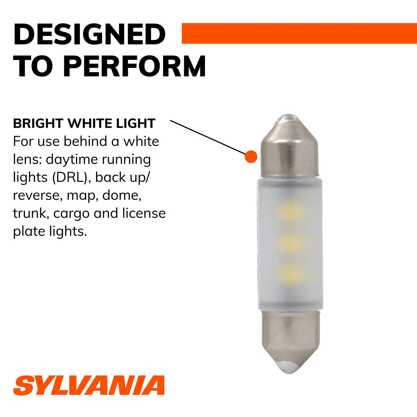 SYLVANIA 6461 36mm Festoon LED Mini Bulb, White, 1 Bulb, Interior