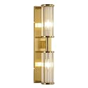 ECOBRT 2-Light Modern Vanity Wall Lamp in Brushed Brass, Industrial Bathroom Lighting with Glass Rod Shades, Adjustable Modern Mirror Lights