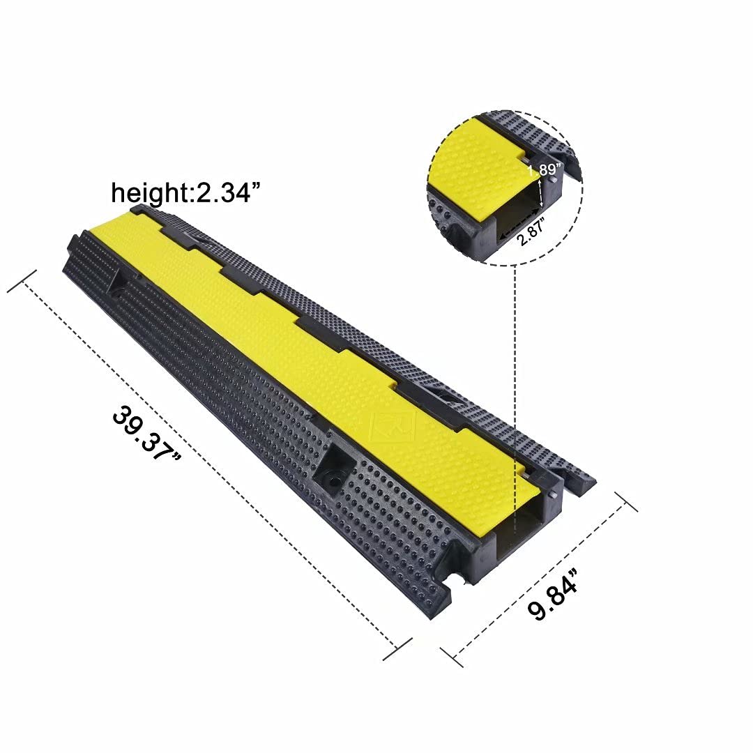 YONSHENG Rubber Cable Ramp Cord Cover Cable Protector Ramps Wire Hose Protective 1 Channel 22000Lbs Load Capacity Traffic Speed Bump for Asphalt