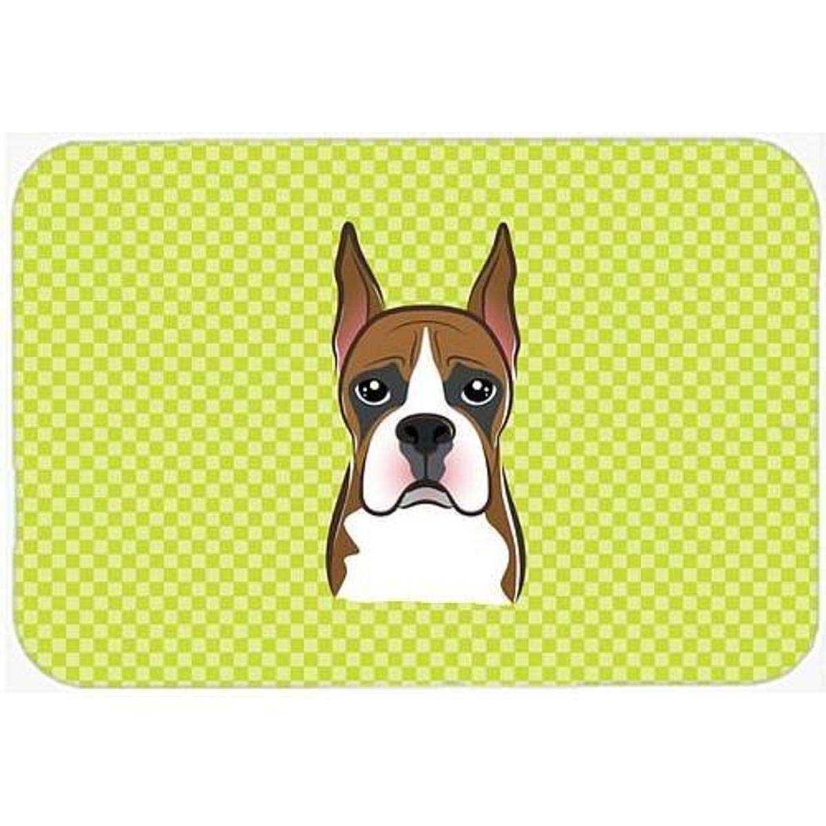 Caroline's Treasures BB1285MP Checkerboard Lime Green Boxer Mouse Pad, Hot Pad or Trivet for Home Office Gaming Working Computers Laptop Mouse