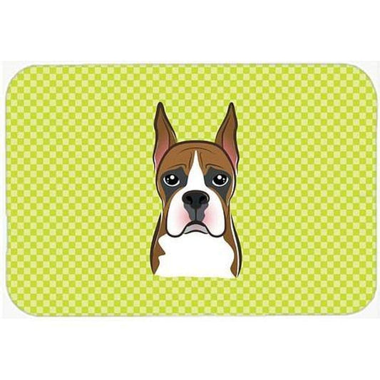 Caroline's Treasures BB1285MP Checkerboard Lime Green Boxer Mouse Pad, Hot Pad or Trivet for Home Office Gaming Working Computers Laptop Mouse