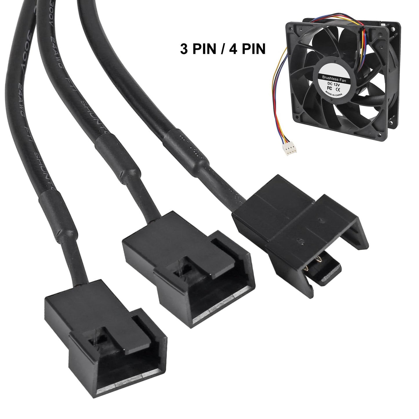 UMLUFE 12V Fan Power Supply,PC Fan Speed Controller,100-240vAC to 3-12vDC 24W Adjustable Fan Power Adapter,with Fan Splitter Cable,DC Female to 2 x