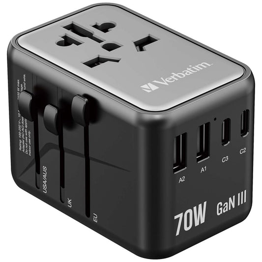 Verbatim UTA-09 GaN III 70W Universal Travel Adapter