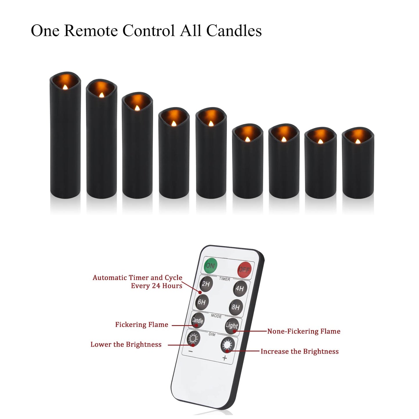 Vinkor Flameless Candles (Black Set of 9)