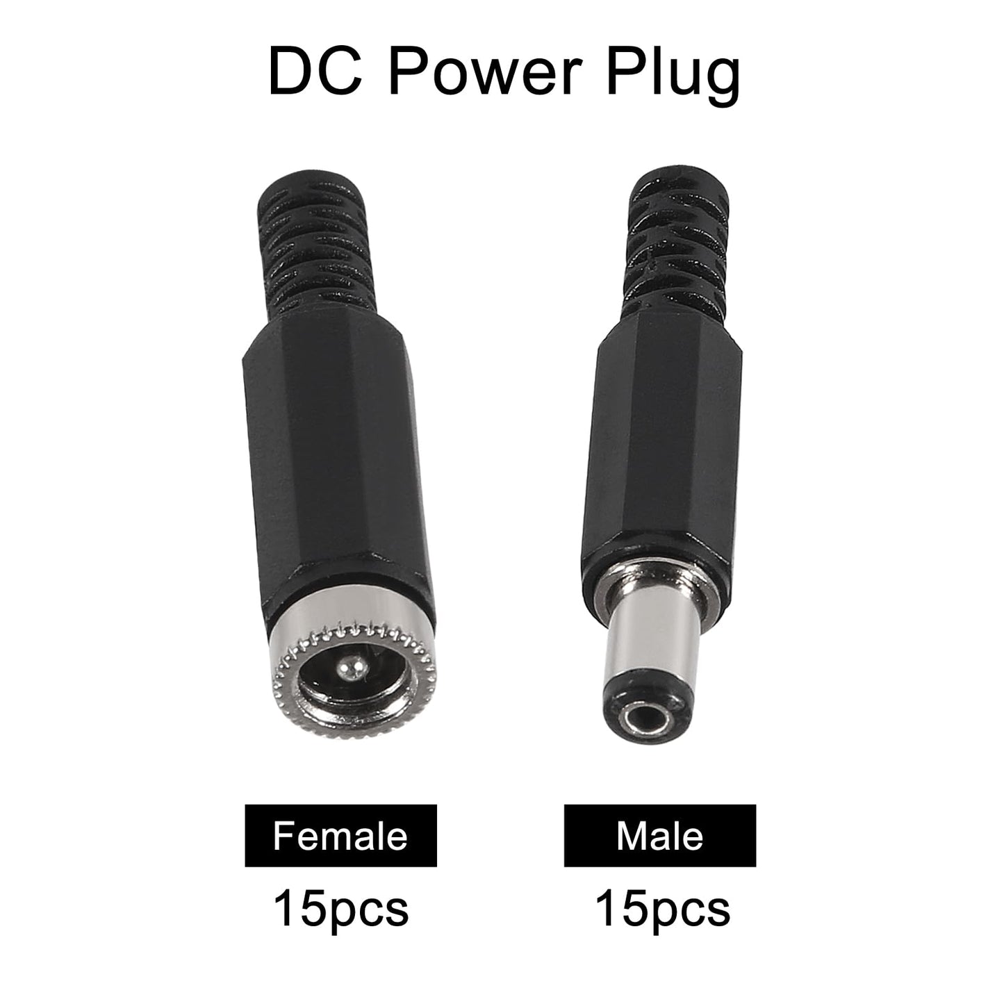 30PCS DC Socket 5.5mmx2.1mm Female DC Male Female Connectors Jack Socket Power Adapter Connector(15 Pairs)