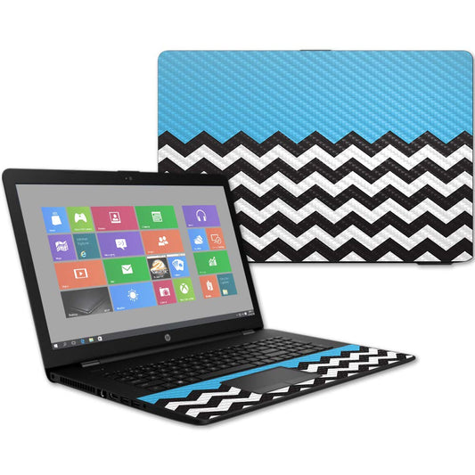 MightySkins Carbon Fiber Skin for HP 17T Laptop 17.3" (2017) - Baby Blue Chevron | Protective, Durable Textured Carbon Fiber Finish | Easy to Apply…
