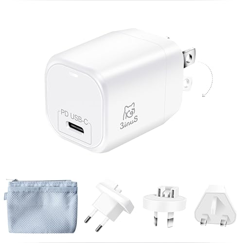 3inuS 33W GaN USB C Charger Block, Fast Charging PD Wall Charger with Foldable Plug & Travel Adapters, Portable Power Adapter for iPhone 17/16/15 Pro