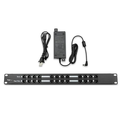 PoE Texas 12 Port PoE Injector with 48v60w Power Supply - 10/100 Data - Rack Mount - Add Passive Mode B 802.3af PoE to a Non PoE Switch for VoIP, WiFi