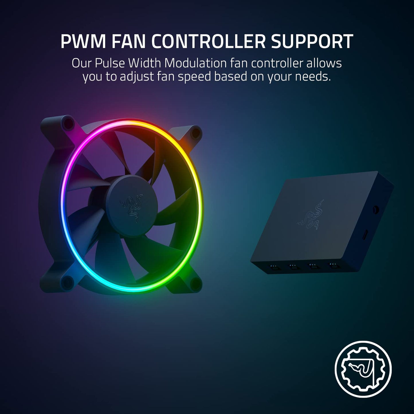 Razer Kunai Hydraulic 120MM aRGB PC Fan: Quiet, Powerful aRGB Fans - PWM Fan Controller Support & Connect Up to 8 Fans - Powered by Razer Chroma RGB