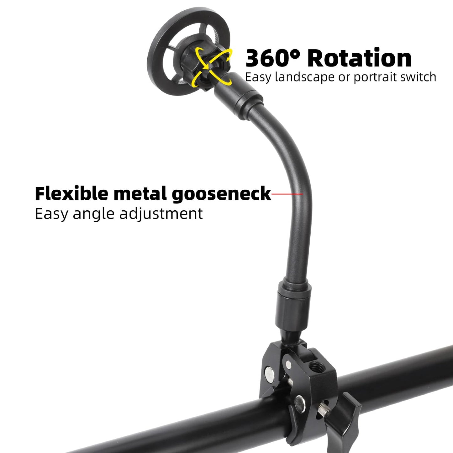 ZUZUXI Magnetic Phone Holder for Mic Stand, Adjustable Flexible Phone Holder with Aluminum Alloy Clamp & Gooseneck Arm for Magsafe, Compatible
