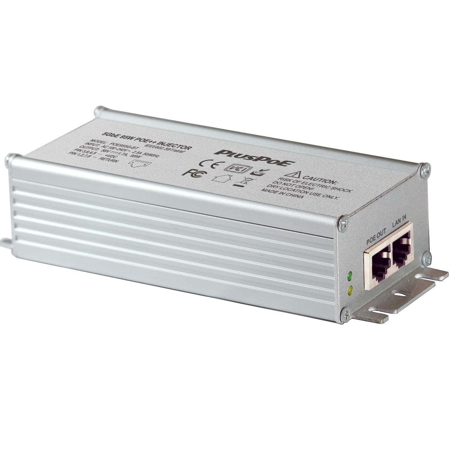 2.5Gb Gigabit PoE++ Injector 90W, 2.5G Gigabit POE+ Power Ethernet Switch, IEEE802.3bt/at/af Compliant, PoE++Adapter (90W), Shielded RJ45, Up to 100m