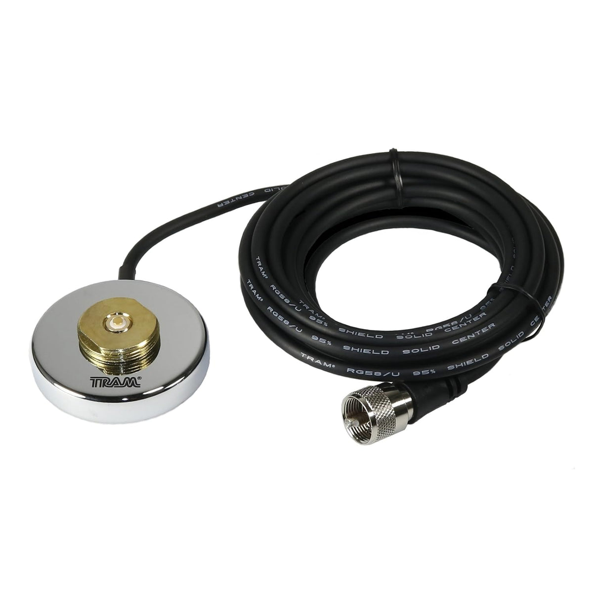 Tram® UHF Strong 2-1/2-In. NMO Magnet Mount for High Frequencies, 12-Ft. Cable with PL-259 Connector (Chrome)
