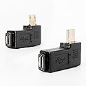 Haiker 1 Pair Right Left Angle Micro USB Male 90 Degree USB Male to Micro Female Plug Adapters