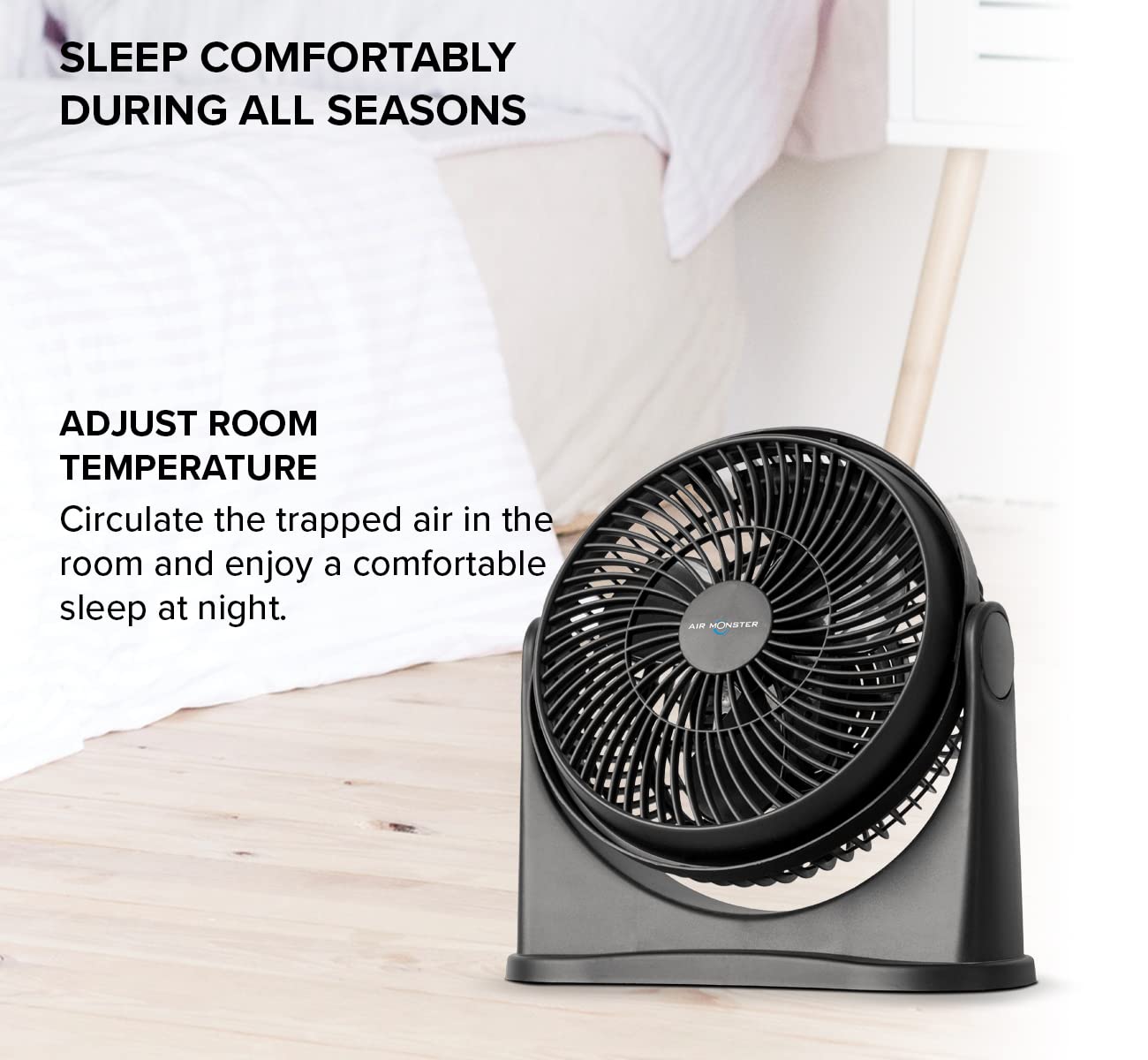 Air Monster 15655 High Velocity Personal Desk Fan, 8 Inch, Black