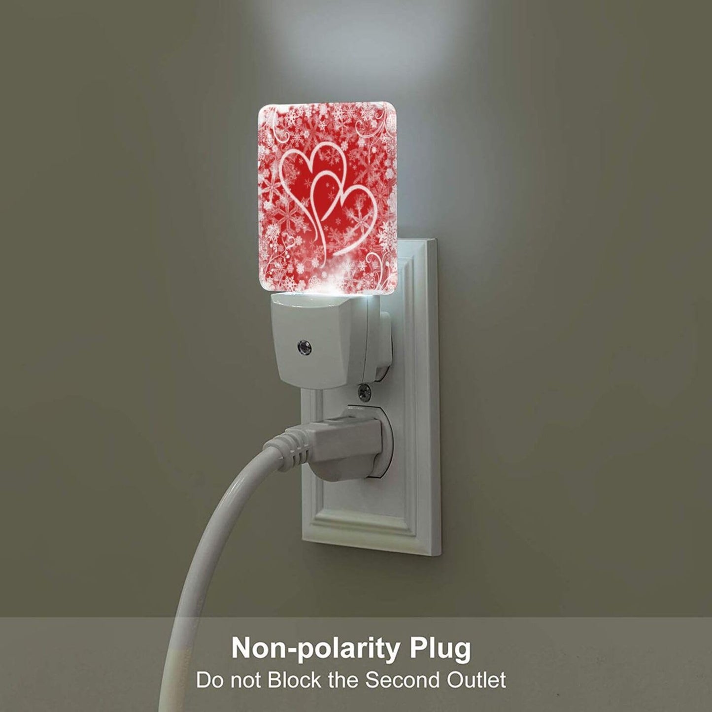 FSHVQKD Red Sweet Hearts Night Light,Plug Into Wall with Dusk to Dawn Light Sensors, Warm Nightlights for Bedroom, Bathroom, Hallway, Kitchen, Gifts