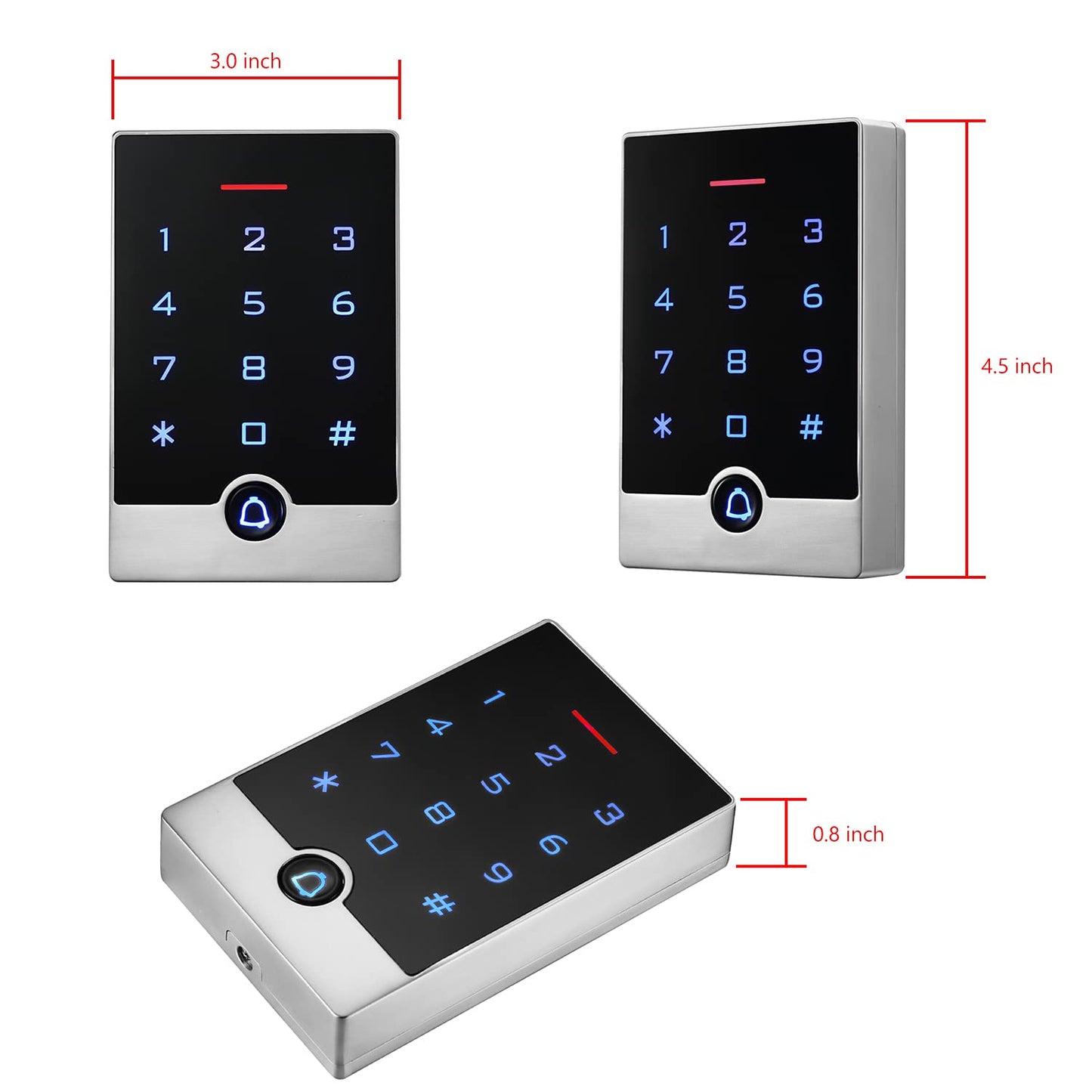 Security Door Access Control Keypad, RFID Keypad with ID Key Fobs, Stand-Alone Reader, Support 2000 Users, for Swing Slide Gate Opener Gate Operator