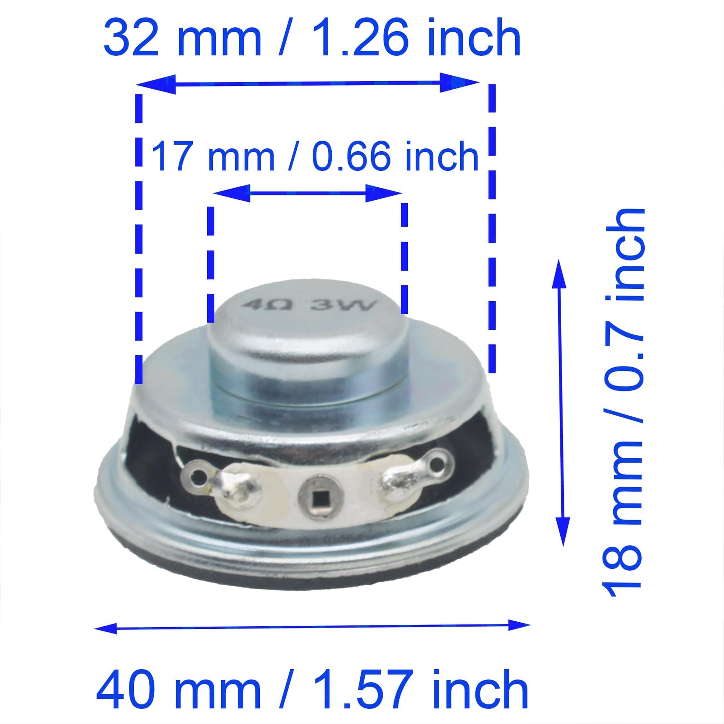 SYCZIOHU Round Bass Speaker 4Ohm 3W Full Range Audio Speaker Dia. 40mm Stereo Woofer Loudspeaker for Bluetooth Speaker and Radio